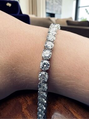 Moissanite Tennis Bracelet 2mm 7” 925 Silver VVS Diamond Alt NWT COA